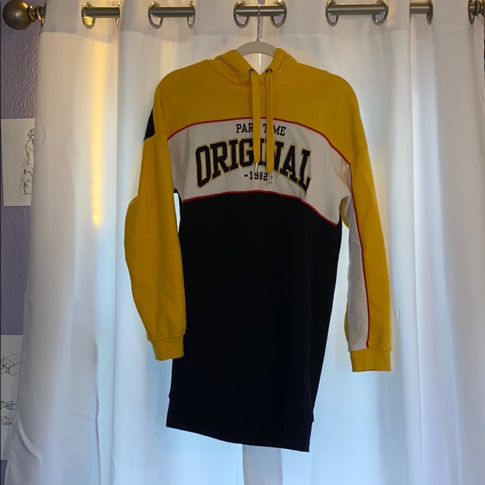 Yellow and Black Hoodie Dress